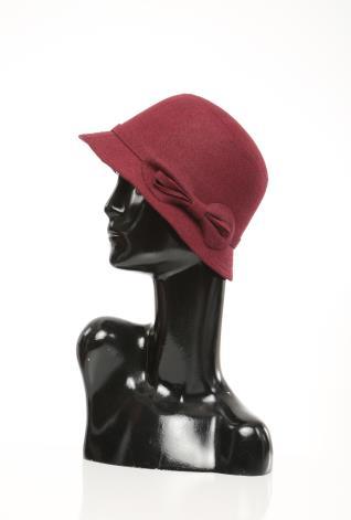 Women brim hat in elegant maroon, complementing high-quality fabric outfits.
