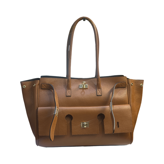 Tan Large Leather Shoulder Bag 