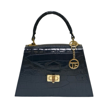 Made in Italy Medium Croc-Embossed Structured Top Handle Tote Bag