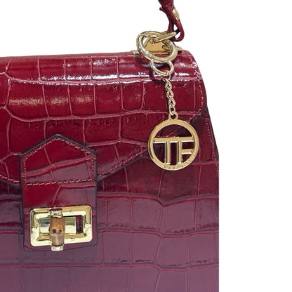 Made in Italy Medium Croc-Embossed Structured Top Handle Tote Bag