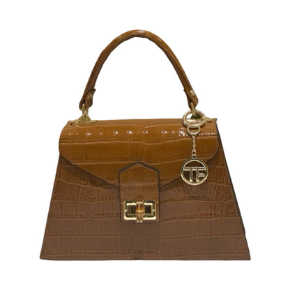Made in Italy Medium Croc-Embossed Structured Top Handle Tote Bag