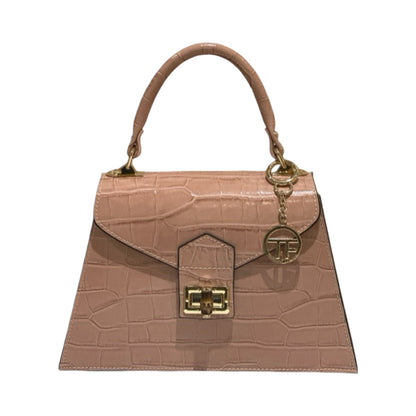 Made in Italy Medium Croc-Embossed Structured Top Handle Tote Bag