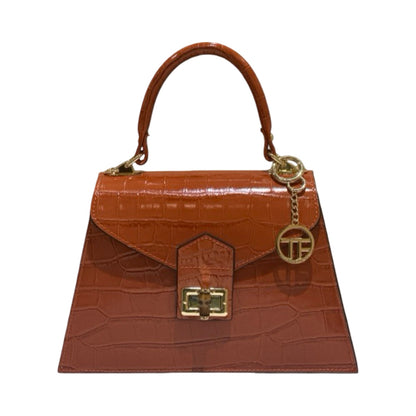 Made in Italy Medium Croc-Embossed Structured Top Handle Tote Bag