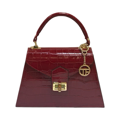 Made in Italy Medium Croc-Embossed Structured Top Handle Tote Bag