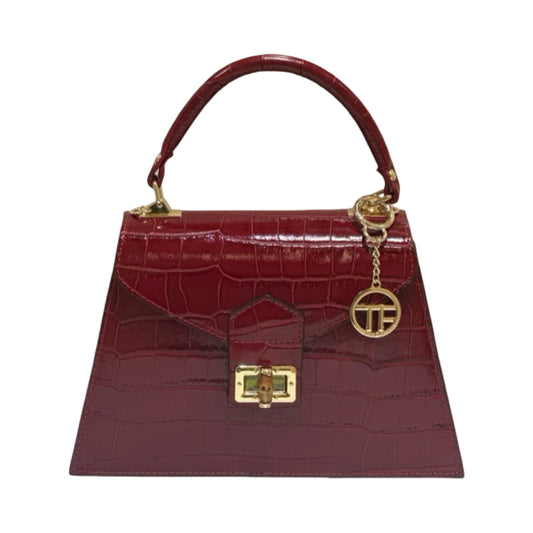 Made in Italy Medium Croc-Embossed Structured Top Handle Tote Bag