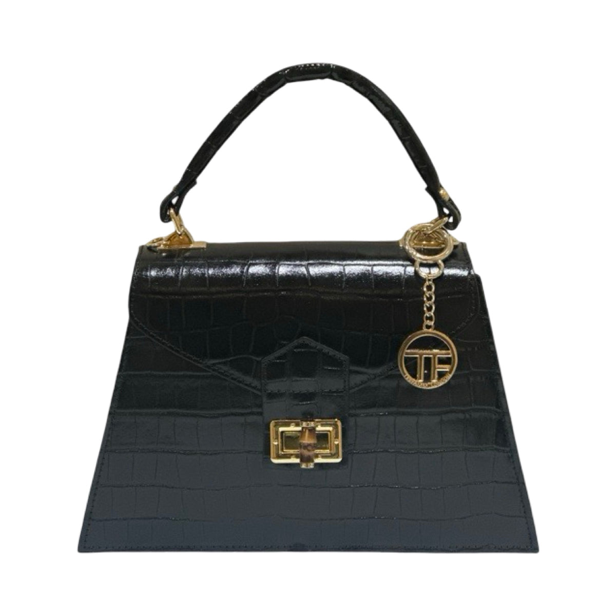 Made in Italy Medium Croc-Embossed Structured Top Handle Tote Bag