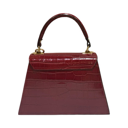 Made in Italy Medium Croc-Embossed Structured Top Handle Tote Bag