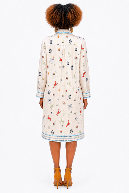 Printed Silk Shirt Dress