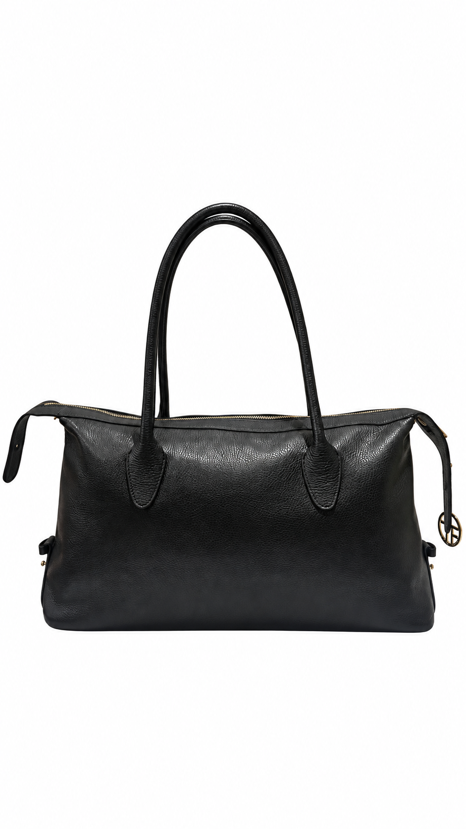 Black Italian Leather Oversized Shoulder Bag Set