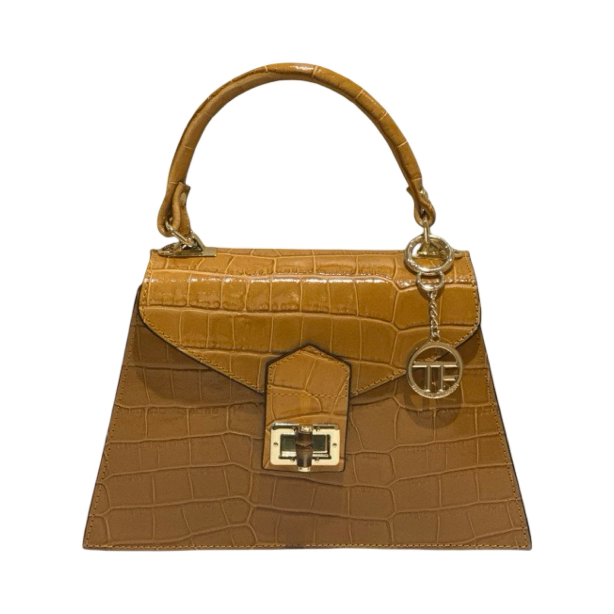 Made in Italy Medium Croc-Embossed Structured Top Handle Tote Bag