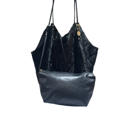 Alex Max Luxury Black Faux Fur Hobo Shoulder Bag
