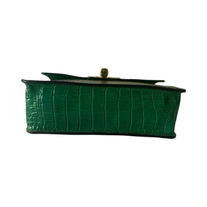 Made in Italy Croc-Embossed Leather Medium Bamboo Handle Tote Bag