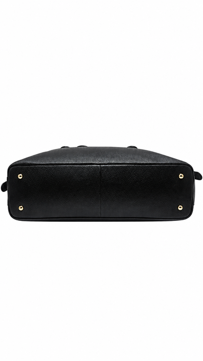 Black Italian Leather Oversized Shoulder Bag Set