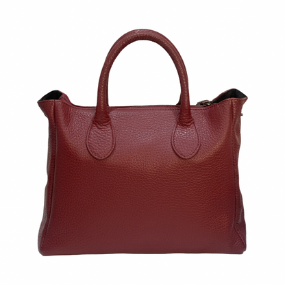 Back View – Red Quilted Large Leather Tote Bag