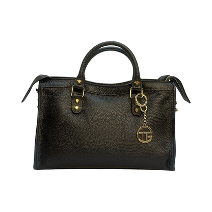 Black Medium Leather Tote Bag – Teefamm Bags London