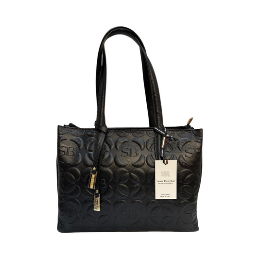 Black Sara Burglar Large Leather Shoulder Bag front