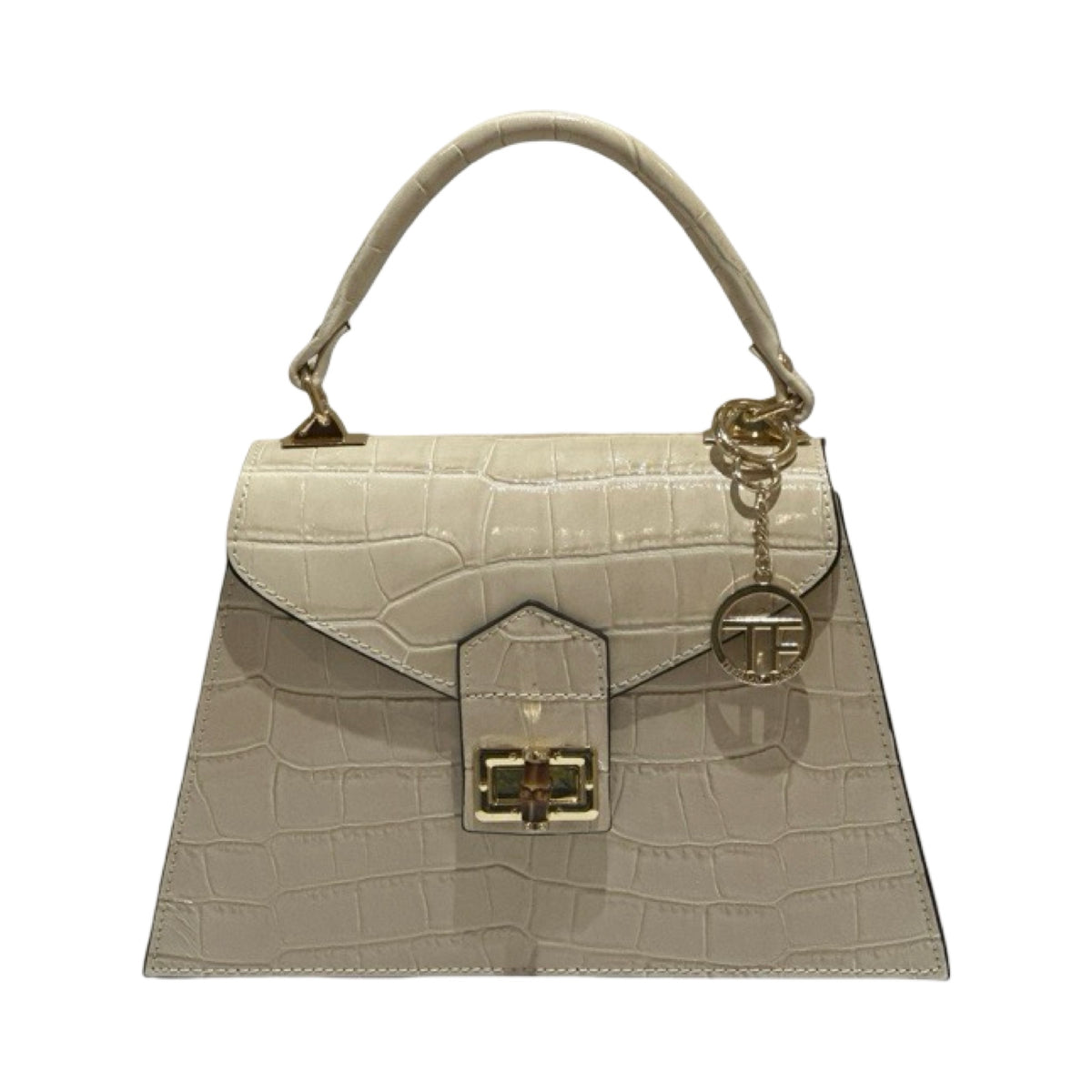 Made in Italy Medium Croc-Embossed Structured Top Handle Tote Bag