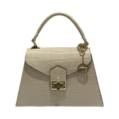 Made in Italy Medium Croc-Embossed Structured Top Handle Tote Bag