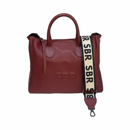 Front View – Wine Large Leather Tote Bag