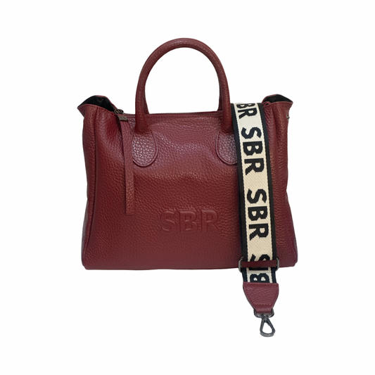 Front View – Wine Large Leather Tote Bag