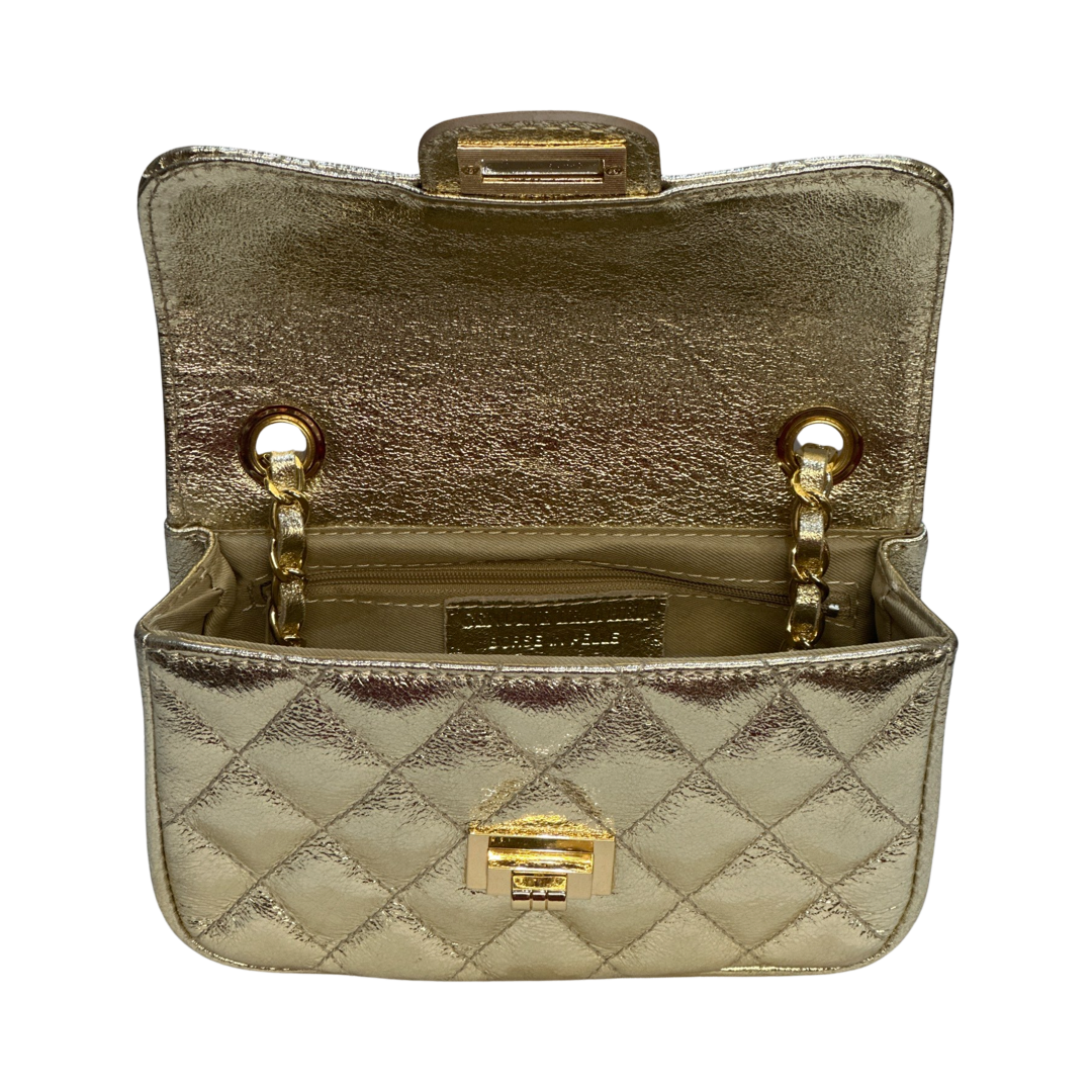 Gold Inside Quilted Laminated Leather Crossbody Bag – Luxe Shine