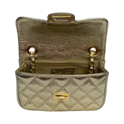 Gold Inside Quilted Laminated Leather Crossbody Bag – Luxe Shine