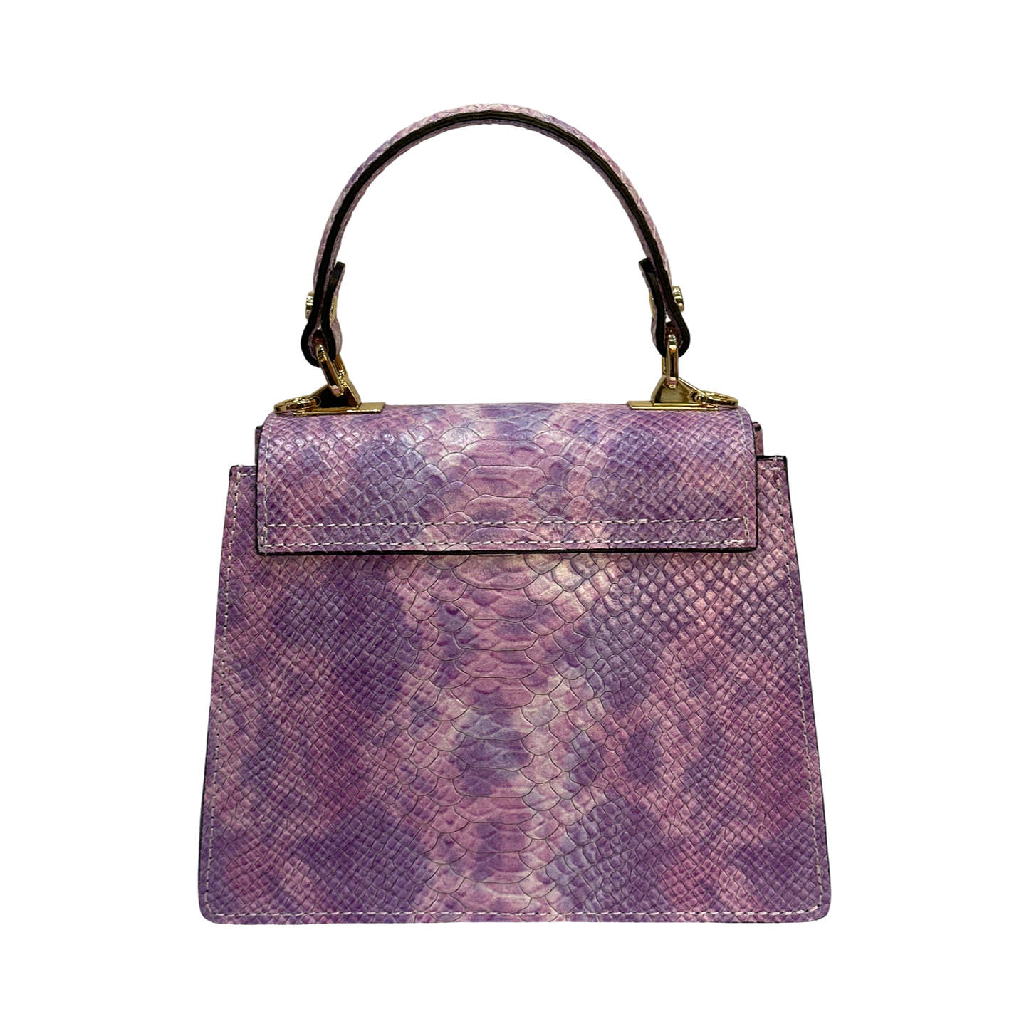 Top Handle Small Tote Leather Bag Python Effect Made in Italy