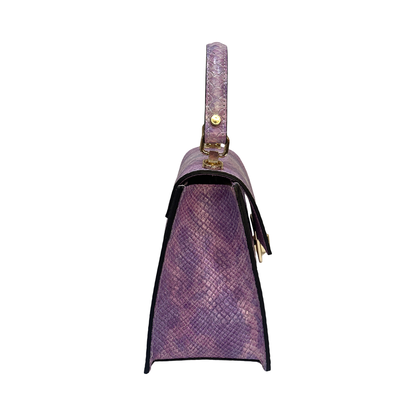 Top Handle Small Tote Leather Bag Python Effect Made in Italy