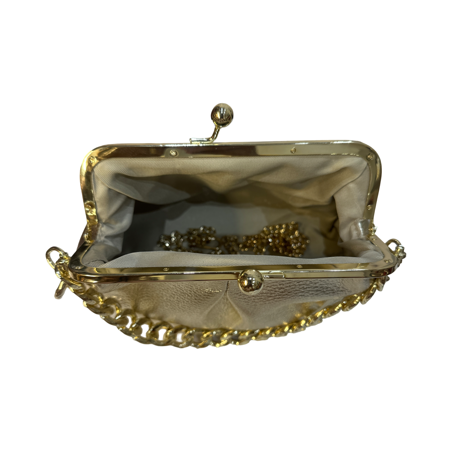 Laminated Italian Small Leather Clutch Bag – Gold Metallic | Made in Italy