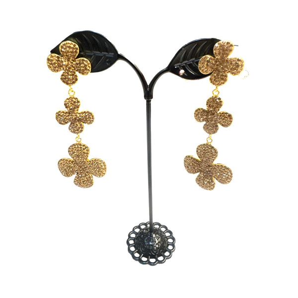 Gem and Crystals Triple Drops Earrings