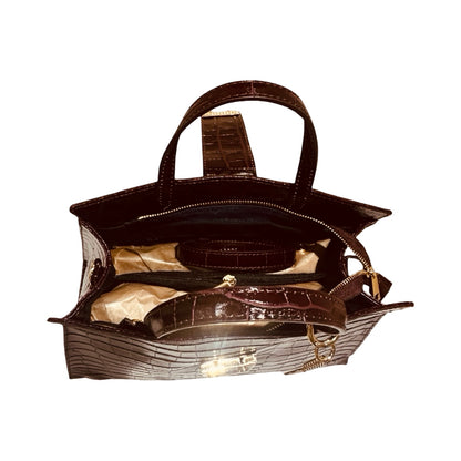 Made in Italy Luxury Croc-Embossed Structured Large Tote Bags