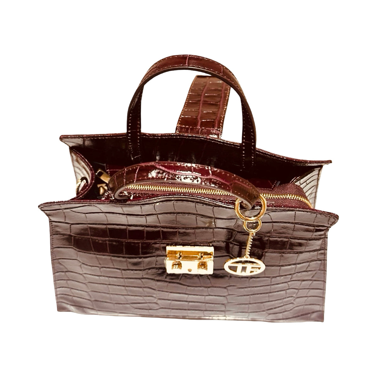 Made in Italy Luxury Croc-Embossed Structured Large Tote Bags
