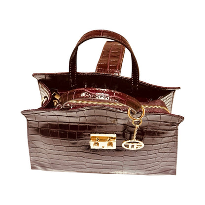 Made in Italy Luxury Croc-Embossed Structured Large Tote Bags