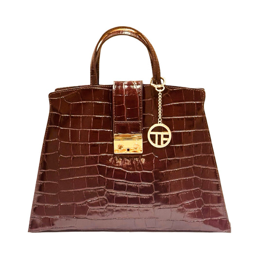 Made in Italy Luxury Croc-Embossed Structured Large Tote Bags