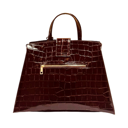 Made in Italy Luxury Croc-Embossed Structured Large Tote Bags