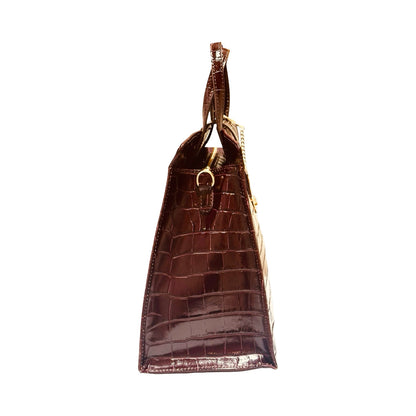 Made in Italy Luxury Croc-Embossed Structured Large Tote Bags