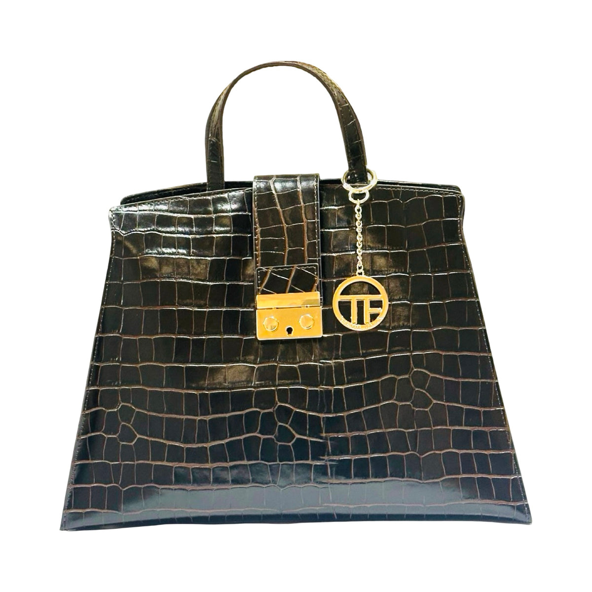 Made in Italy Luxury Croc-Embossed Structured Large Tote Bags