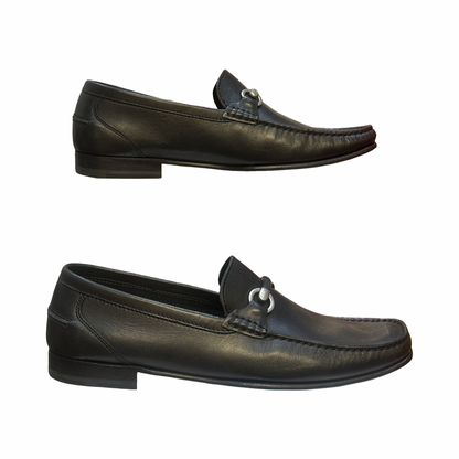 Men’s Black Italian Leather Horsebit Loafers