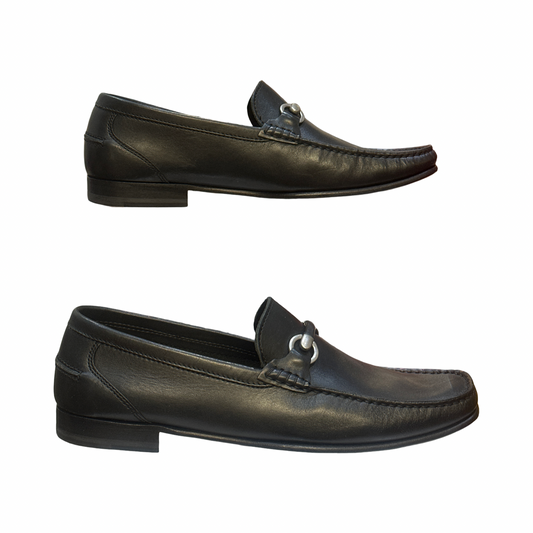 Men’s Black Italian Leather Horsebit Loafers