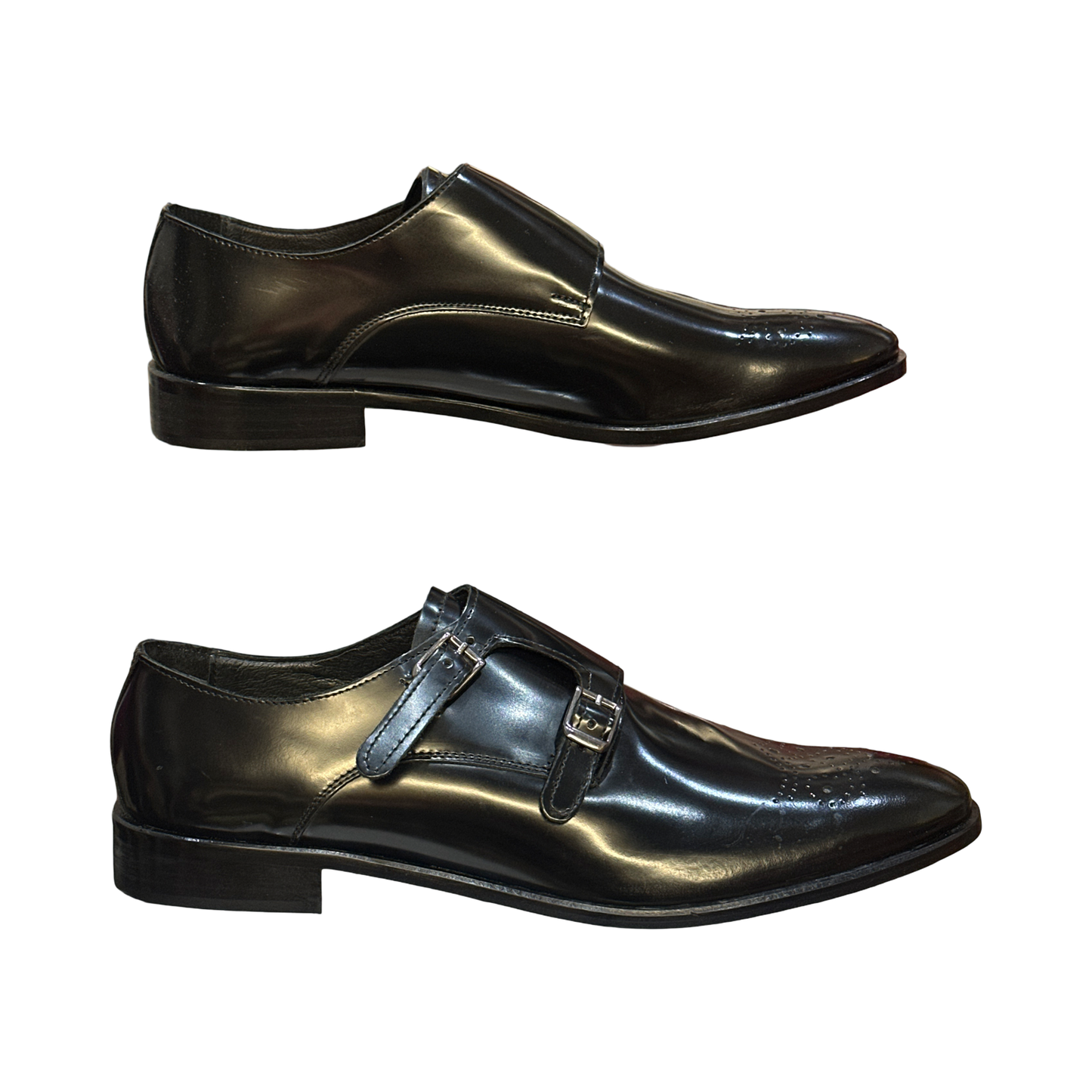 Men’s Blue Shoes Slip On Double Monk Strap Buckle Made in Italy