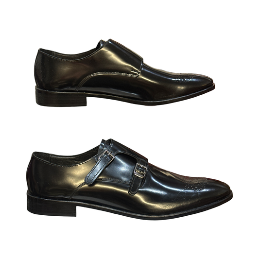 Men’s Blue Shoes Slip On Double Monk Strap Buckle Made in Italy