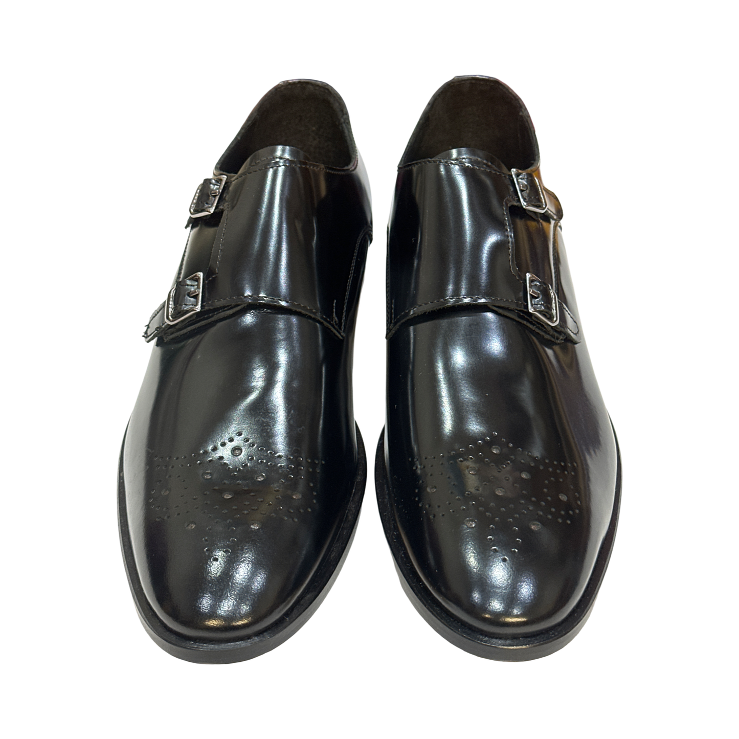 Men’s Blue Shoes Slip On Double Monk Strap Buckle Made in Italy