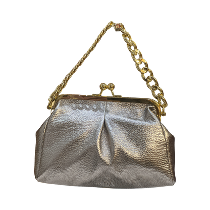 Laminated Italian Small Leather Clutch Bag – Gold Metallic | Made in Italy