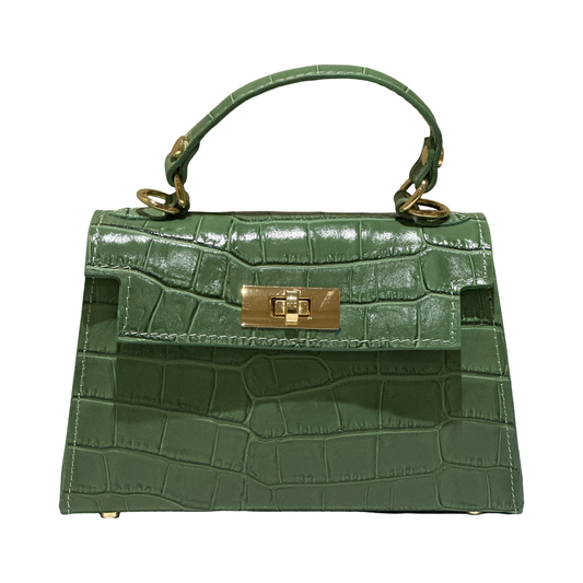 Teefamm Croc-Embossed Small Leather Tote Bag