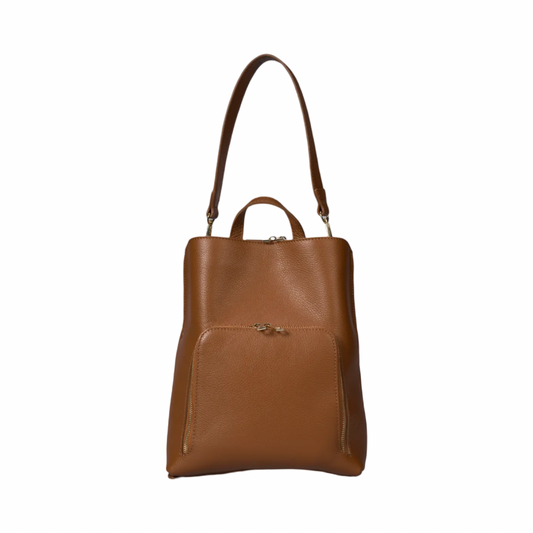 Made in Italy Convertible Leather Backpack Bag with Detachable Shoulder Strap