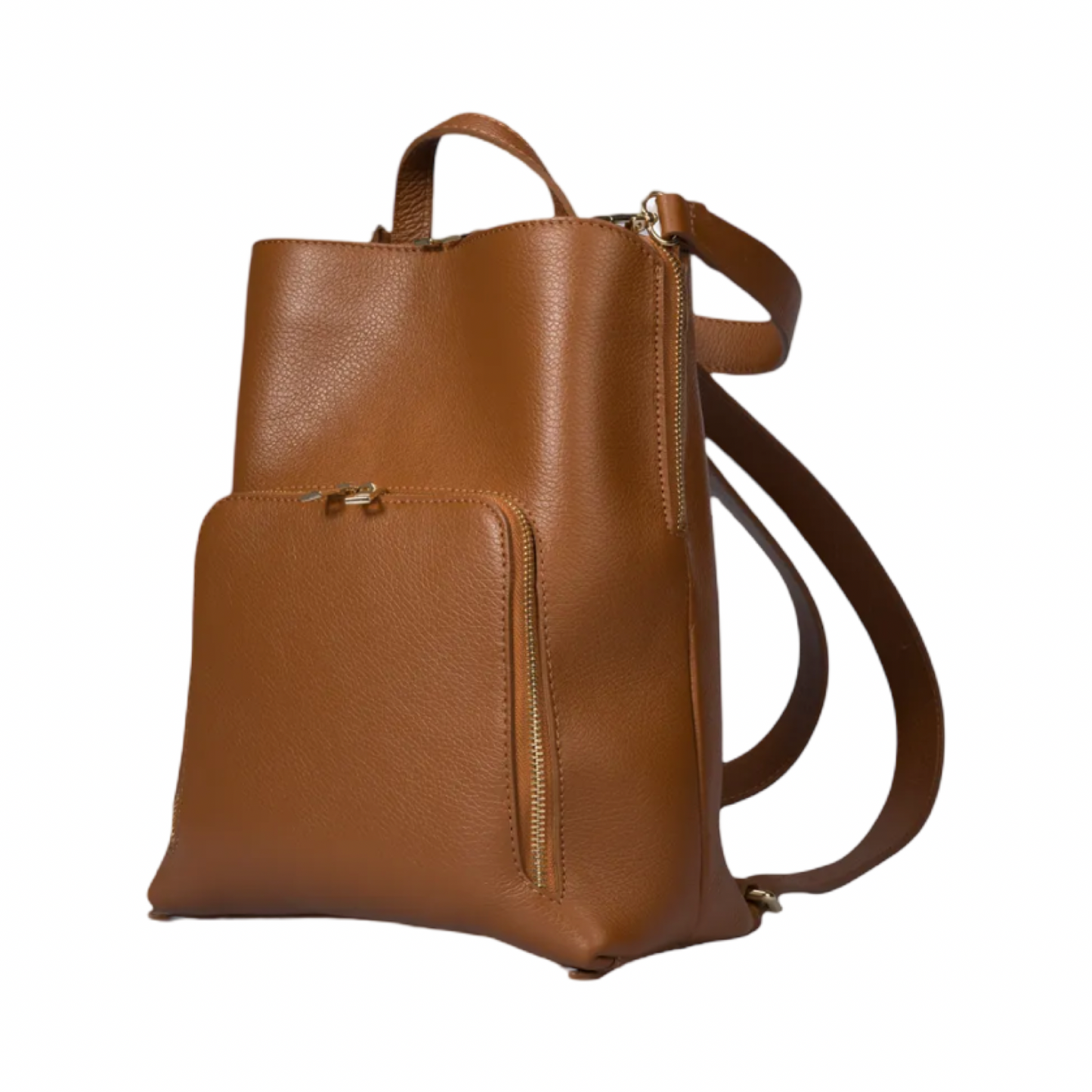 Made in Italy Convertible Leather Backpack Bag with Detachable Shoulder Strap