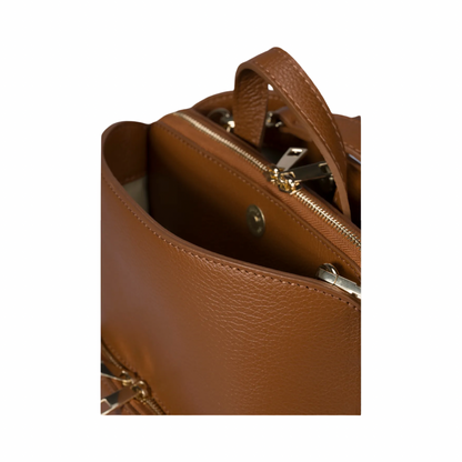 Made in Italy Convertible Leather Backpack Bag with Detachable Shoulder Strap