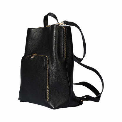 Made in Italy Convertible Leather Backpack Bag with Detachable Shoulder Strap