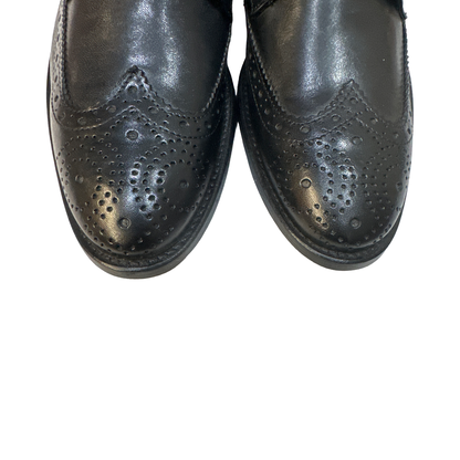 Men's Black Leather Brogue Oxford Lace-Up Shoes