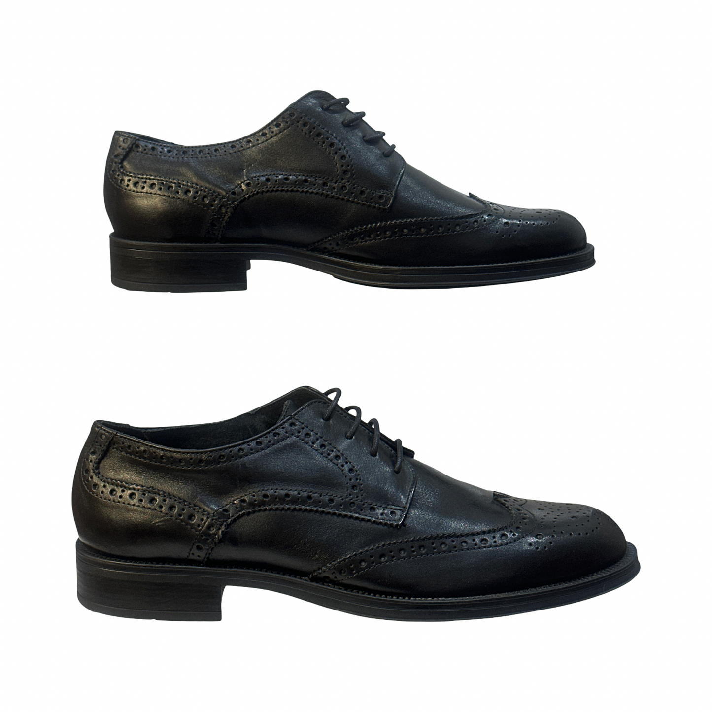 Men's Black Leather Brogue Oxford Lace-Up Shoes